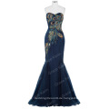 Grace Karin voller Länge trägerlosen Schatz Navy Blue Meerjungfrau Pfau Prom Dress 2016 GK000080-4